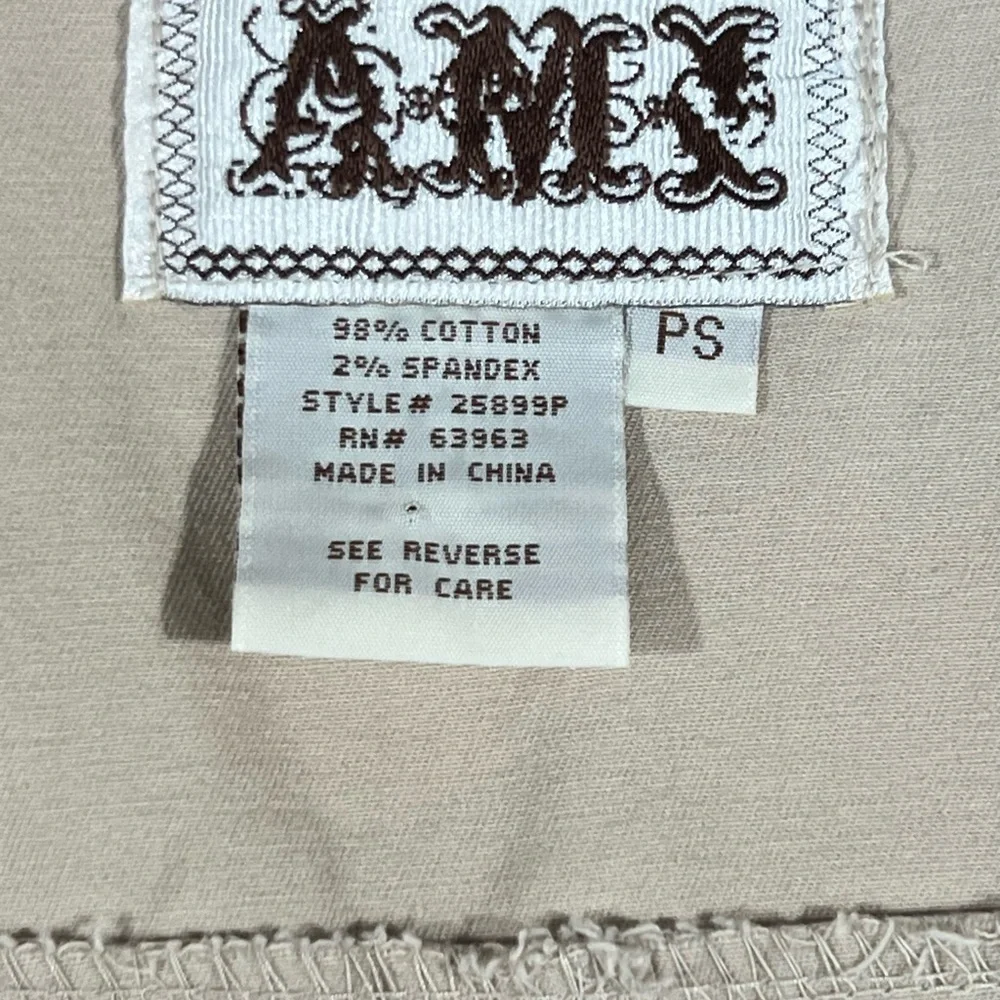 AMX Military Style Beige Ecru Cropped Jacket Grommets Womens size Small Petite